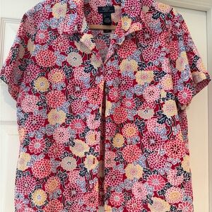 Liz Claiborne Red and Yellow Floral Shirt